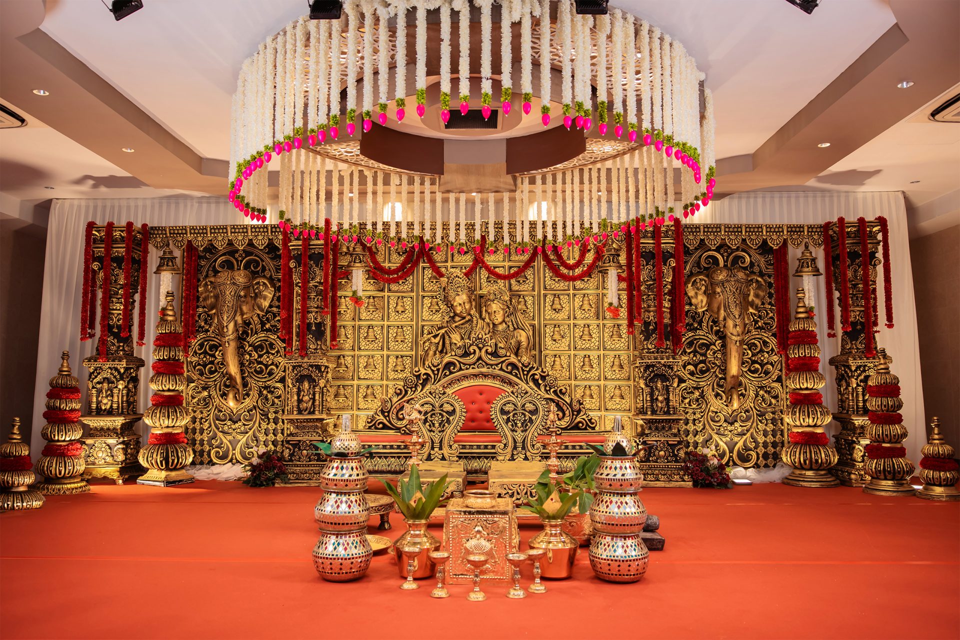wedding mandap decor at temple wedding singapore