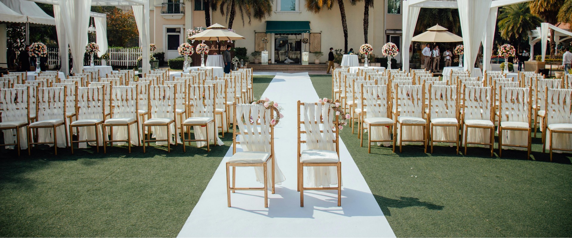 Garden venue setup for outdoor wedding photography in Singapore