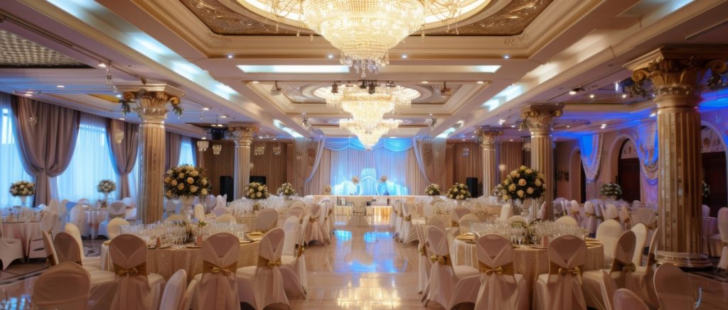Luxury wedding ballroom design idea for finding the best banquet venues in Singapore.